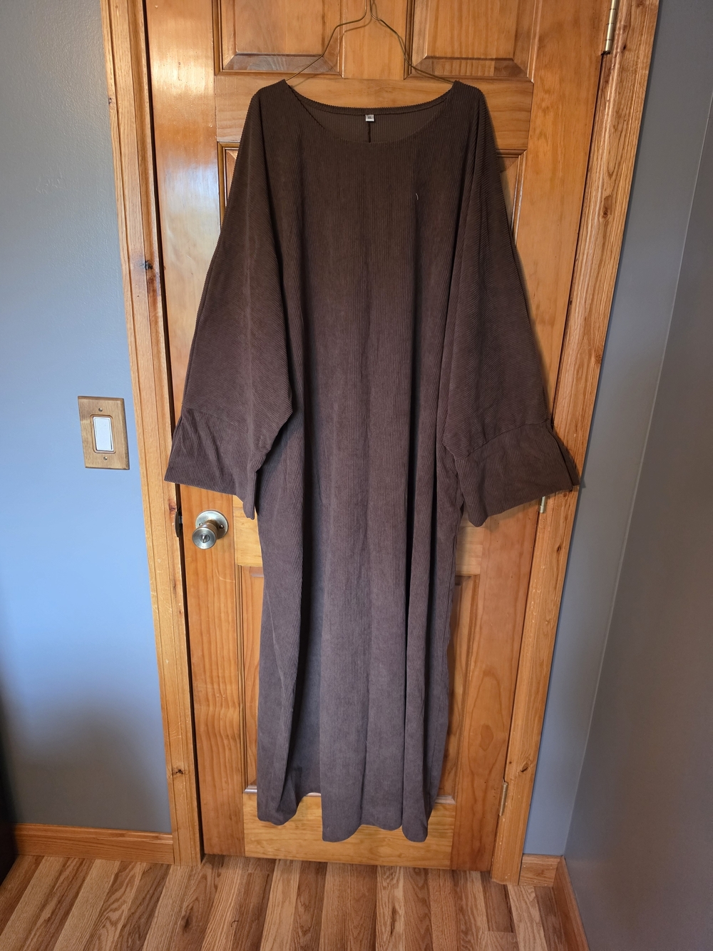 Brown Long Sleeve Corduroy Maxi Dress - Classic Everyday Style